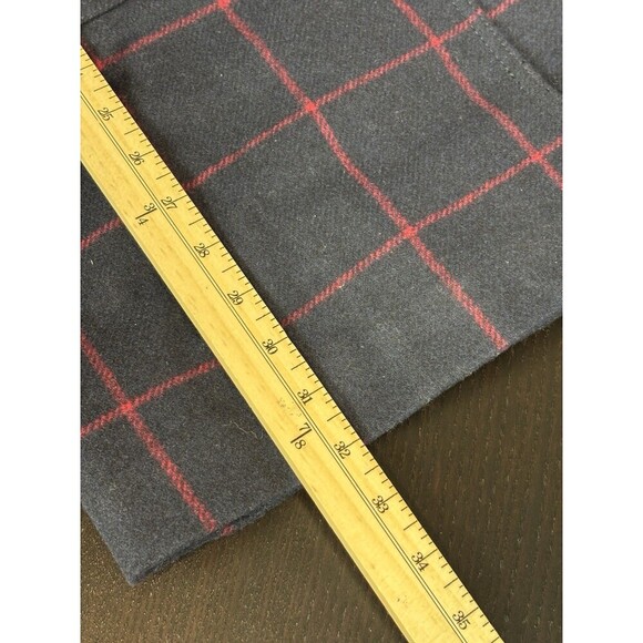Banana Republic Melton Wool Coat Navy Blue Red Windowpane Plaid Petite XS XSP - Picture 7 of 11